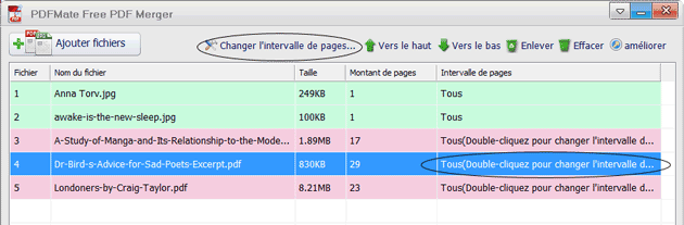 PDFMate PDF Merger Intervalle de Pages